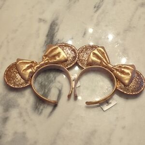 Disney Parks Briar Rose Gold Minnie Mouse Ears Headband with Bow RETIRED  (2)